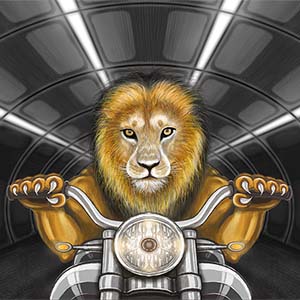 Lion on Motorcycle